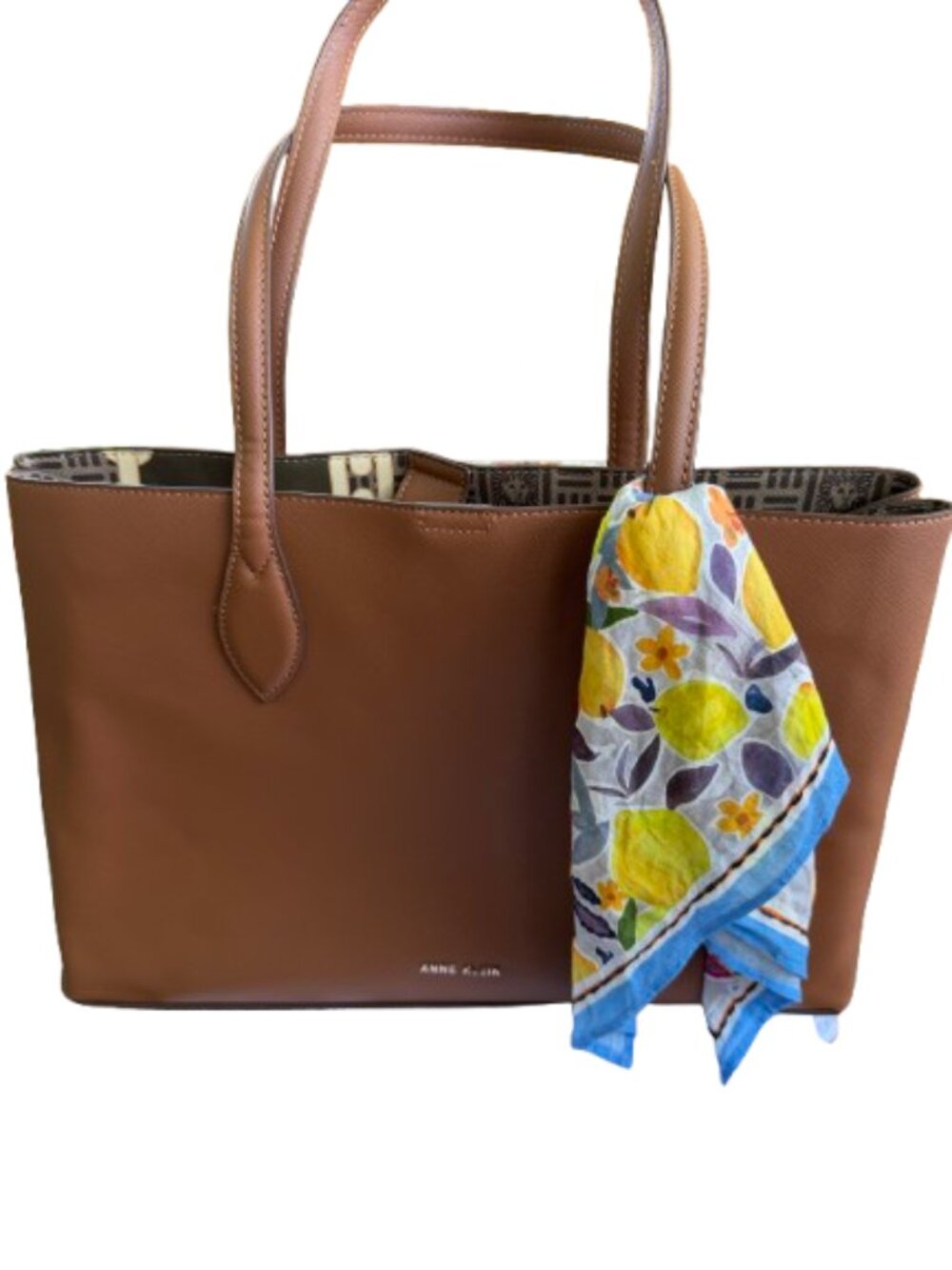 Anne Klein Brown Tote Bag Work Laptop Purse + Sleeve 16" Structured